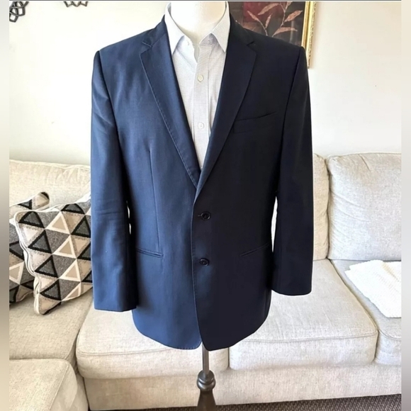 VERSACE Collection Two Button Pin Stripe Navy Blue Blazer Mens Size 42R